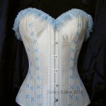 1880's Blue and Cream Silk Sweetheart Front View