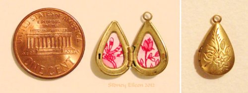 Red Rose and Dragonfly in Teardrop Locket Red Rose and Dragonfly in Teardrop Locket