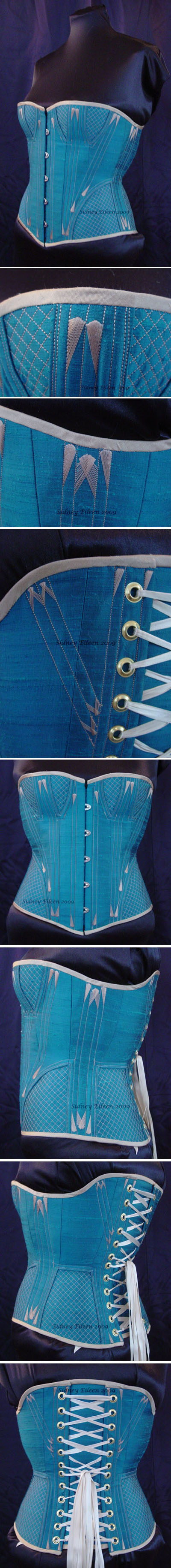 Quilted and Flossed Silk Overbust - All Views, by Sidney Eileen